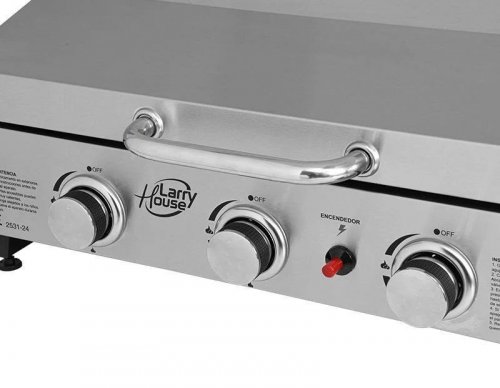 Larryhouse Plancha de Asar con Tapa 3 Fuegos