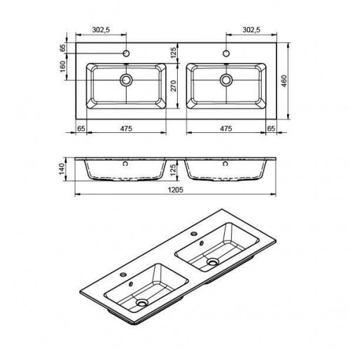 Lavabo encastrado Hasvik 121x14x46 cm