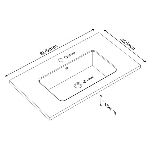 Lavabo encastrado Reven 80.5x15.5x45.5 cm