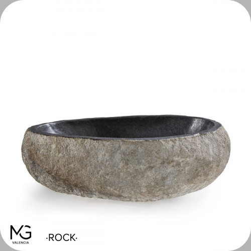 Lavabo sobre encimera de piedra Rock 45x15x40 cm irregular negro mate