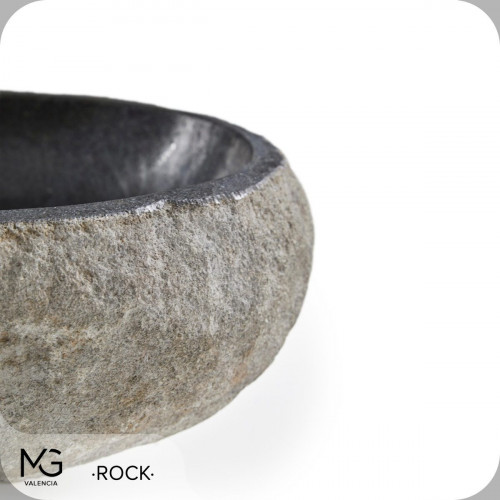 Lavabo sobre encimera de piedra Rock 45x15x40 cm irregular negro mate