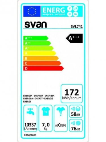 Lavadora 7Kg Svan Universal A+++/D