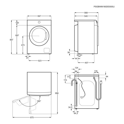 Lavadora AEG 8 kg / 1.200 rpm - LFA5I82RE Blanco
