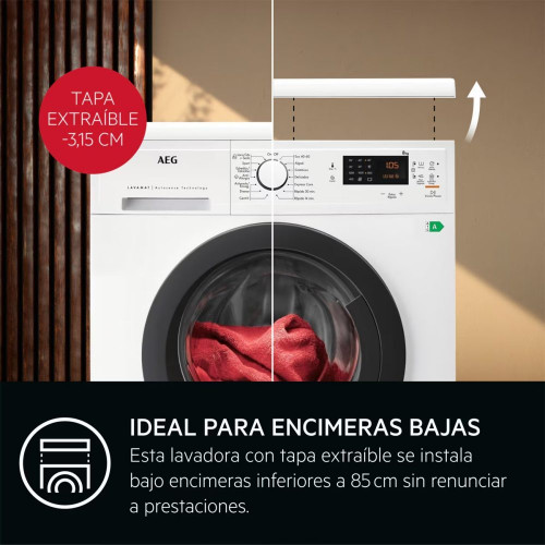 Lavadora AEG 8 kg / 1.200 rpm - LFA5I82RE Blanco