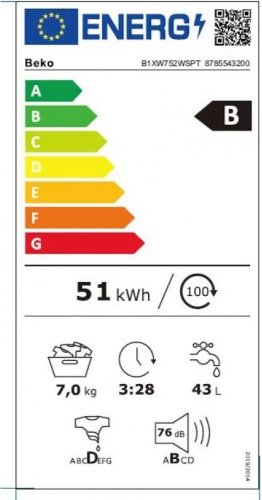 Lavadora Beko B1XW752WSPT