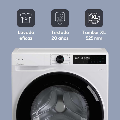 Lavadora Candy 8 kg / 1200 rpm, Motor Inverter, Prowash 500 - BR 28SBL6-S Blanco