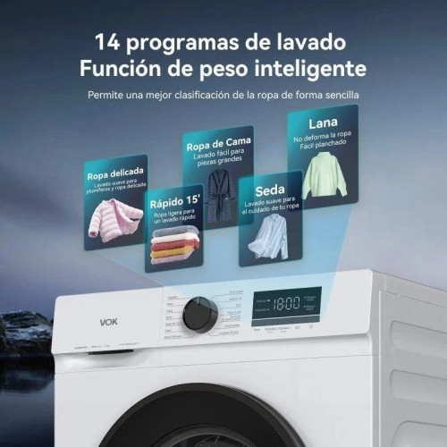 Lavadora carga frontal Vok EVW-6bawl2410 6kg 14 Programas A blanco