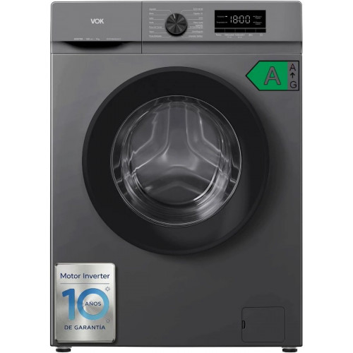 Lavadora carga frontal VOK EVW-8BAGL2412 8kg 1200 rpm 14 programas A Gris 60 cm