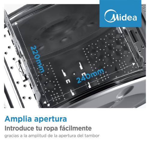 Lavadora carga superior Midea 6 kg / 1.200 rpm - MF100T60B/W- ES Blanco