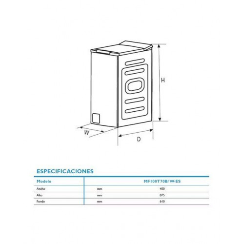 Lavadora carga superior Midea 8 kg / 1.300 rpm - MF100T80B/W-ES Blanco