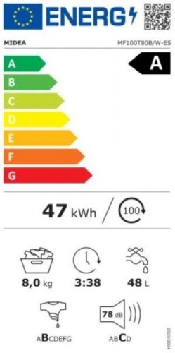 Lavadora carga superior Midea MF100T80B/W