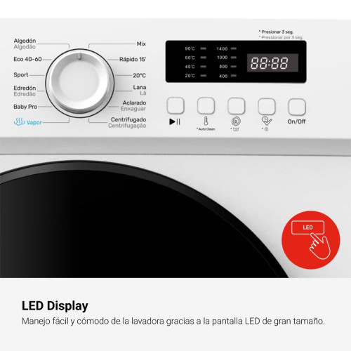 Lavadora Fagor 9 kg/1.400 rpm, Motor Inverter - 3FE-9712 Blanco