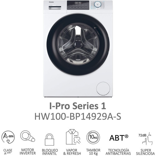 Lavadora Haier HW100BP14929AS A 10Kg 1400Rpm Blanco