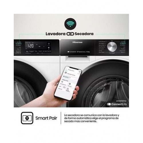 Lavadora Hisense 10,5 kg / 1.400 rpm, Wifi, Serie 3S - WF3S1045BW3 Blanco
