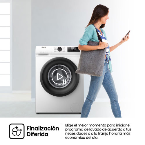 Lavadora Hisense 9 Kg / 1.400 rpm, Vapor Serie 1Q- WF1Q9041BW Blanco