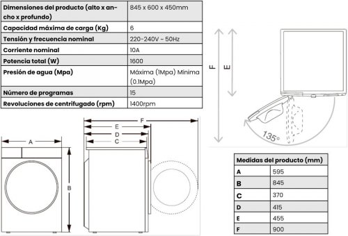 Lavadora Infiniton WM-H62ABF