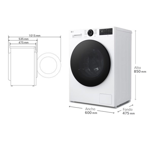 Lavadora Inteligente LG, AI Direct Drive, TurboWash 360º, 8kg / 1200rpm, Serie 500 - F2X50S8TLB Blanco