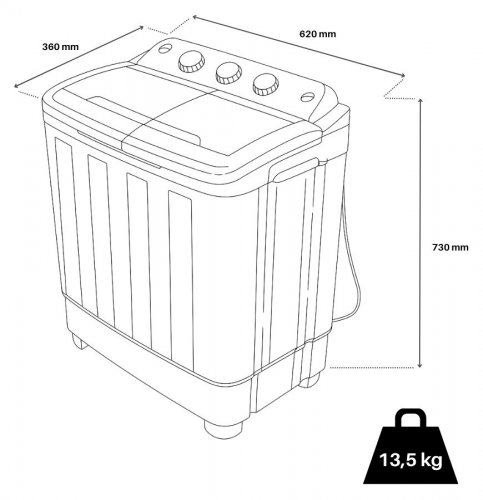 Lavadora Portátil Ibiza 5,5Kg Tangarus Compacta eficiente y sin instalación previa para tus aventuras y uso diario