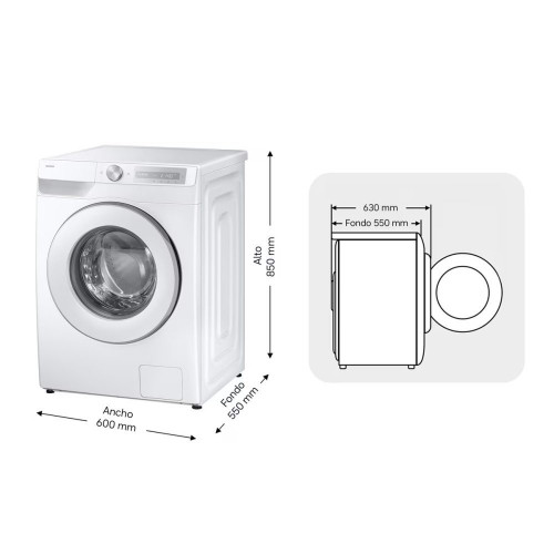 Lavadora Samsung 9kg con Autodosificación Clase A Blanca WW90DG6U85HHU3 Blanco