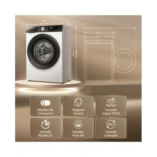 Lavadora secadora Hisense 9 kg / 1.400 rpm Serie 3S - WD3S9043BW3 Blanco