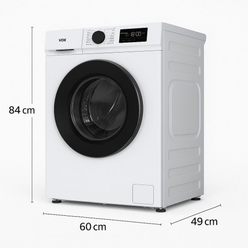 Lavadora VOK Carga Frontal 8 kg 1200 rpm Clase A Motor Inverter Modelo EVW-8BAWL2412 Blanco