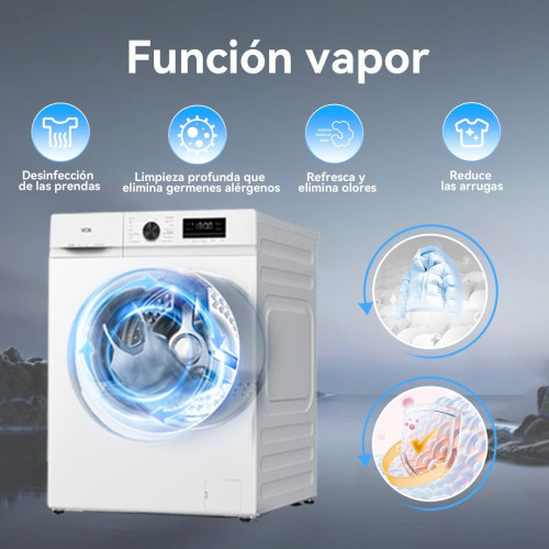 Lavadora VOK Carga Frontal 8 kg 1200 rpm Clase A Motor Inverter Modelo EVW-8BAWL2412 Blanco