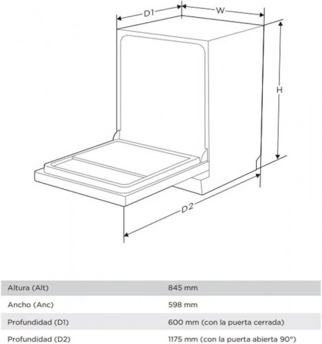 Lavavajillas 60 cm Midea MDWPF1333CSS