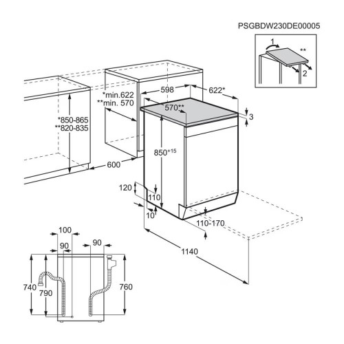 Lavavajillas AEG 14 servicios, Bandeja Cubiertos MaxiFlex, 60 cm - FFB74917ZM Inox