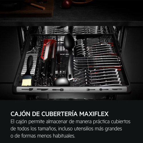 Lavavajillas AEG 14 servicios, Bandeja Cubiertos MaxiFlex, 60 cm - FFB74917ZM Inox