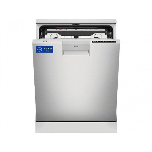 Lavavajillas - AEG FFB76717PM, 14 servicios, 9 programas, 60 cm, Tercera bandeja, programa ExtraHygiene, Inox
