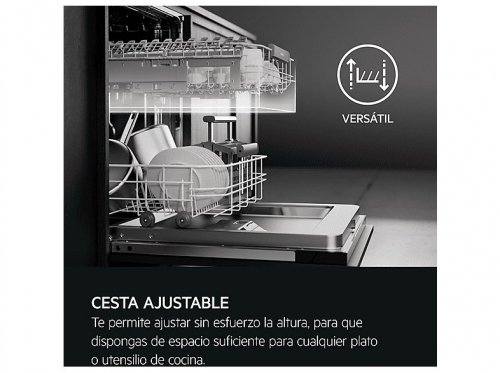 Lavavajillas - AEG FFB76717PM, 14 servicios, 9 programas, 60 cm, Tercera bandeja, programa ExtraHygiene, Inox