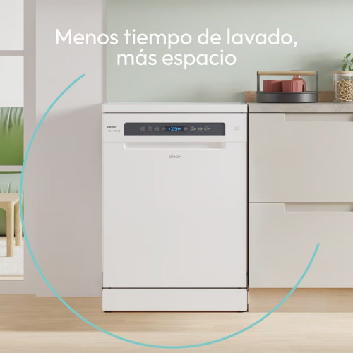 Lavavajillas Candy 14 servicios, Bandeja Cubiertos, 60 cm con WIFI Rapidó - CF 4C0F1W Blanco