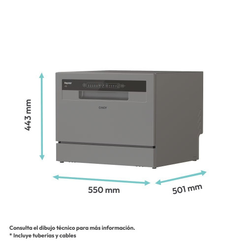 Lavavajillas compacto Candy 6 servicios, 45 cm -CP 6E51LS Inox