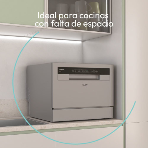 Lavavajillas compacto Candy 6 servicios, 45 cm -CP 6E51LS Inox