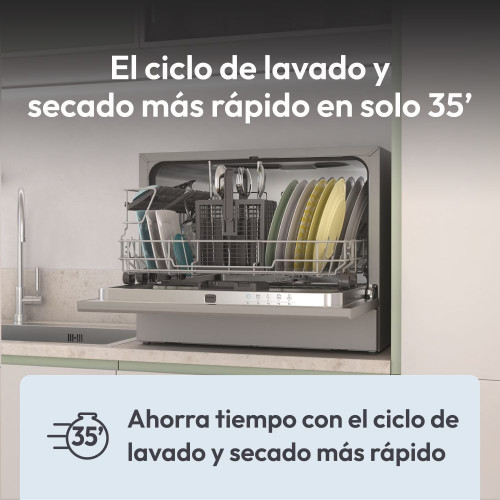 Lavavajillas compacto Candy 6 servicios, 45 cm -CP 6E51LS Inox