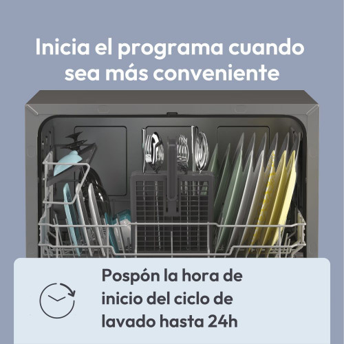 Lavavajillas compacto Candy 6 servicios, 45 cm -CP 6E51LS Inox