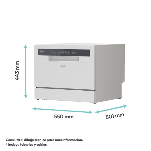 Lavavajillas compacto Candy 6 servicios, 45 cm -CP 6E51LW Blanco