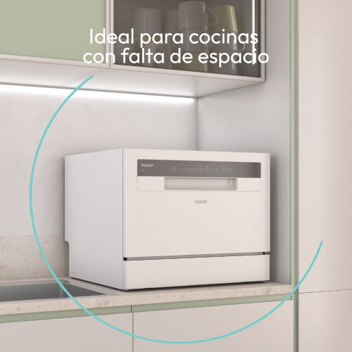 Lavavajillas compacto Candy 6 servicios, 45 cm -CP 6E51LW Blanco