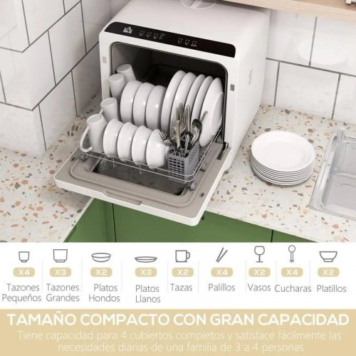 Lavavajillas de Encimera con 5+1 Programas Pantalla led Homcom