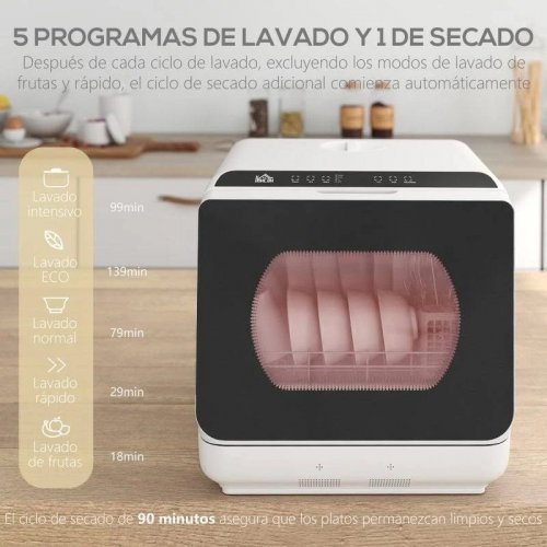 Lavavajillas de Encimera con 5+1 Programas Pantalla led Homcom
