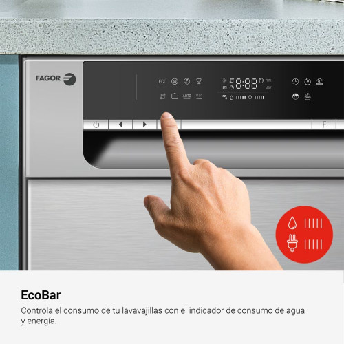 Lavavajillas Fagor 10 servicios, 45 cm, Autodoor - 4LVF-423ADX Silver