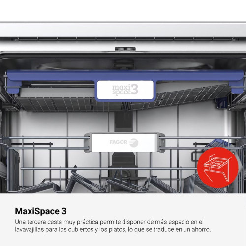Lavavajillas Fagor 10 servicios, 45 cm, Tercera Bandeja - 4LVF-436ADX Inox