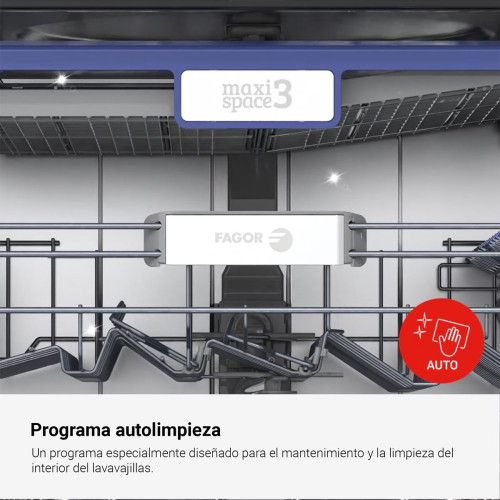 Lavavajillas Fagor 10 servicios, 45 cm, Tercera Bandeja - 4LVF-436ADX Inox