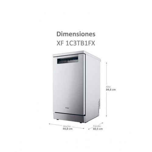 Lavavajillas Haier 11 Servicios, Wi-Fi, Tercera bandeja, 45 cm - XF1C3TB1FX Inox