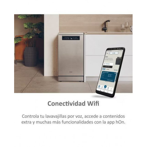 Lavavajillas Haier 11 Servicios, Wi-Fi, Tercera bandeja, 45 cm - XF1C3TB1FX Inox