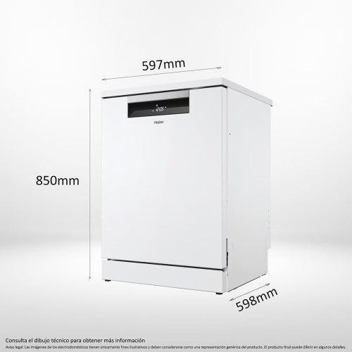 Lavavajillas Haier 16 servicios, 60 cm - XF 6C2M1PW Blanco