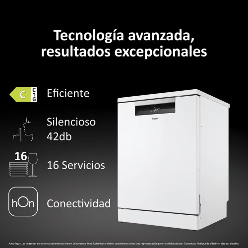 Lavavajillas Haier 16 servicios, 60 cm - XF 6C2M1PW Blanco