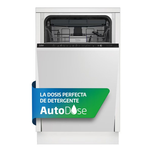 Lavavajillas integrable Beko 11 servicios, 45 cm, Autodosificación - BDIS38040A Blanco