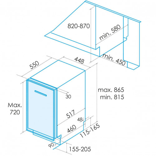 Lavavajillas integrable EDESA EHDB-4910-I 10 cubiertos 5 programas con inicio diferido blanco 45cm clase C