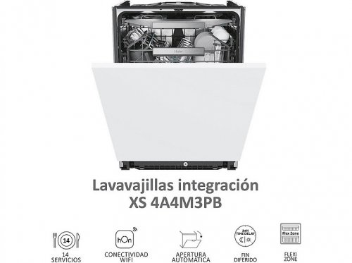 Lavavajillas integrable - Haier I-Pro Shine Series 6 XS 4A4M3PB, 14 servicios, 10 programas, 60 cm, Wi-Fi + Bluetooth, Sin panelar